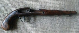 Antique 18th - Early 19th Century Flintlock Pistol Gun Parts Stock & Hardware