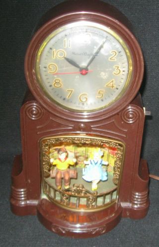 Mastercrafters Electric Clock - Model 551 - Swinging Playmates - Boy Girl On Sw