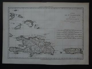 1787 Bonne Desmarest Atlas Map Hispaniola - St Domingue - Dominican - Haiti