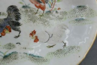 Fine Antique Chinese Famille Rose Porcelain Footed Rooster Bowl 4
