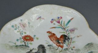 Fine Antique Chinese Famille Rose Porcelain Footed Rooster Bowl 5
