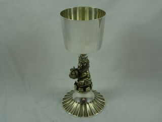 MAGNIFICENT,  boxed,  solid silver `RAMPANT LION ` WINE GOBLET,  1977,  448gm 2