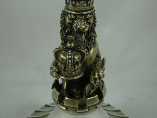 MAGNIFICENT,  boxed,  solid silver `RAMPANT LION ` WINE GOBLET,  1977,  448gm 4
