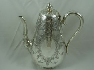 Pretty Victorian Silver Coffee Pot,  1868,  754gm