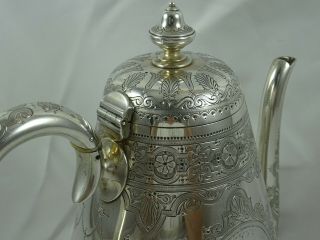 PRETTY VICTORIAN silver COFFEE POT,  1868,  754gm 4