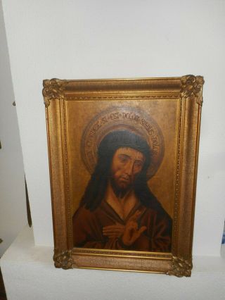 Antique Oil Painting,  - 1870,  { Religious - Portret Of Christ },  Great Frame
