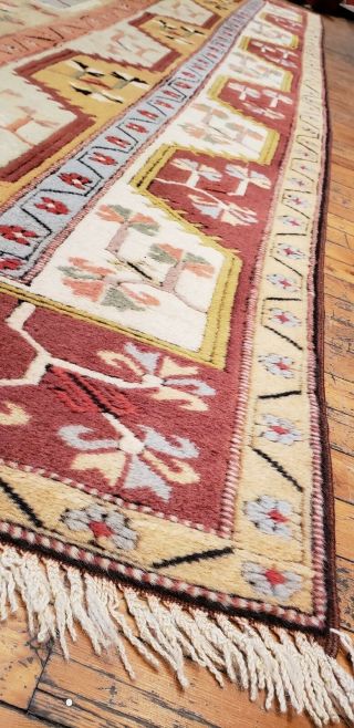 Charming Vintage 1950 - 1960s Muted Dyes,  Wool Pile Oushak Area Rug 7x10ft 4