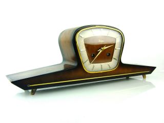 Hermle Herges Chiming Antique Mantel Clock Art Deco German Mid Century Space Age