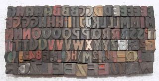 112 Piece Vintage Letterpress Wood Wooden Type Printing Blocks 16m.  M.  Vb - 314