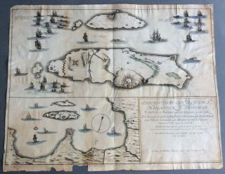 1637 Rare And Unusual Map Of Cannes And The Lerin Islands