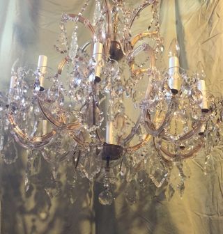 Outstanding vintage large restored crystal Maria Theresa chandelier 2