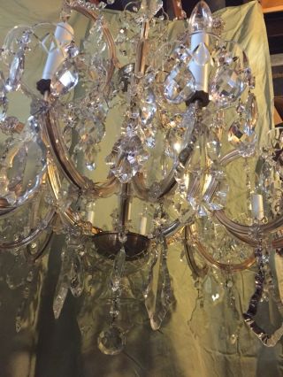 Outstanding vintage large restored crystal Maria Theresa chandelier 3