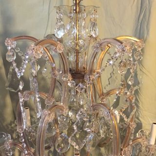 Outstanding vintage large restored crystal Maria Theresa chandelier 4