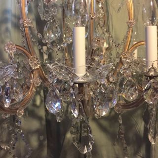 Outstanding vintage large restored crystal Maria Theresa chandelier 8