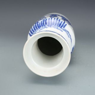 Fine Chinese Antique Qing Blue White Porcelain Figure Vase 4