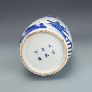 Fine Chinese Antique Qing Blue White Porcelain Figure Vase 5