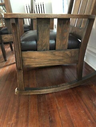 Antique Mission Art and Crafts Pair - - Rocker and Chair,  Pretty Cushions 4