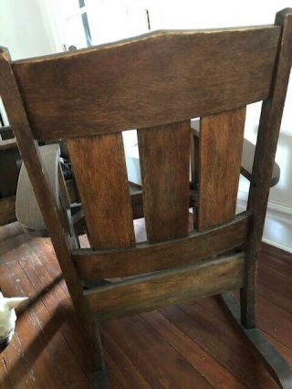 Antique Mission Art and Crafts Pair - - Rocker and Chair,  Pretty Cushions 6