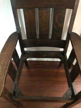 Antique Mission Art and Crafts Pair - - Rocker and Chair,  Pretty Cushions 8