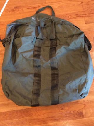 USAF Military Olive Green Nylon Zip Snap Bag Large 7