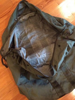 USAF Military Olive Green Nylon Zip Snap Bag Large 9