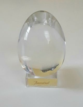 Baccarat Glass Crystal Egg Sculpture - Gold Signature Stand