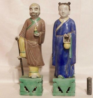 Two (2) 19th Century Chinese Polychrome Enameled Porcelain Figures Of Immortals