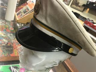 Vintage US Army Officer Military Police Hat White Uniform Service Cap Visor 3