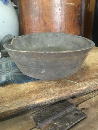 Antique Primitive Handmade Wooden Bowl 2
