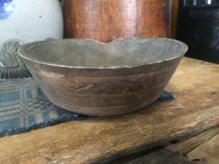 Antique Primitive Handmade Wooden Bowl 3