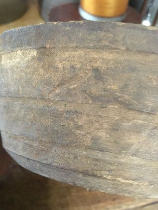 Antique Primitive Handmade Wooden Bowl 7
