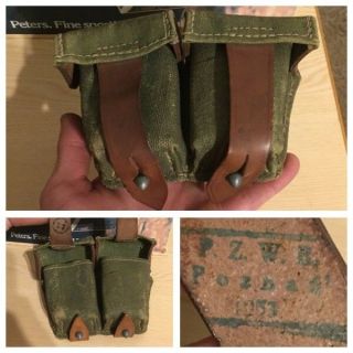1953 Korean War Era Mosin Nagant Pzwr Ammo Pouch Ammunition Canvas Leather