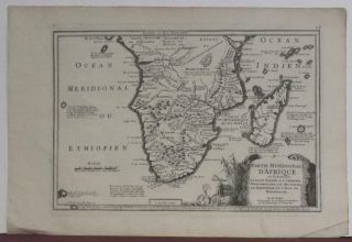 South Africa Madagascar 1705 Nicolas De Fer Unusual Antique Copper Engraved Map