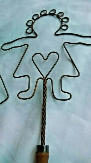 Primitive Antique Wire Rug Beaters salesman Duck Rabbit Heart home Twisted Wire 4