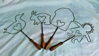 Primitive Antique Wire Rug Beaters salesman Duck Rabbit Heart home Twisted Wire 7