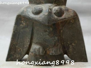 Rare Chinese Hongshan Culture Old Jade Bird Birds Golden cicada Cup Cups Statue 3