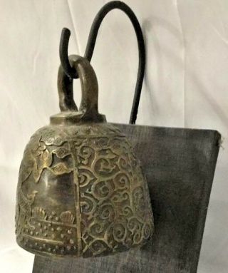 Antique Chinese Tibetan Bronze Asian Temple Buddha Hanging Sconce Bell Mount