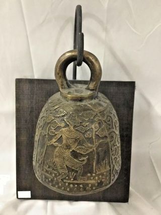 Antique Chinese Tibetan Bronze Asian temple Buddha hanging Sconce bell mount 3
