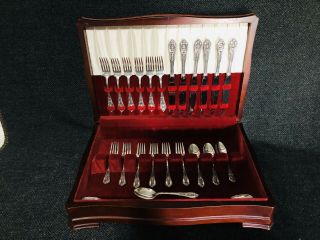 Wallace Rose Point Sterling Silver Flatware.  24 Pc Service For 6
