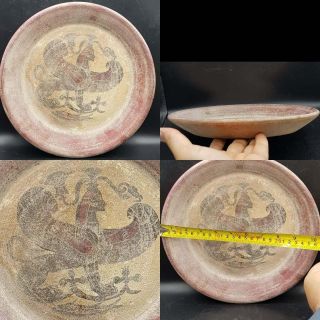 27 cm Big Antique Greek Roman Painted Pottery Rare Unique plate 38 3