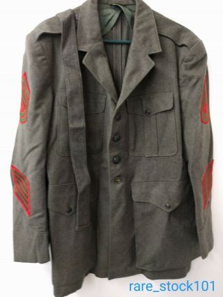 1951 - 52 Usmc Marine Corps Green Wool Dress Coat Jacket Gunnery Sergeant 46l
