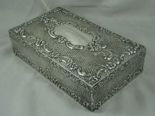 LARGE EDWARDIAN solid silver CIGARETTE BOX,  1901 3