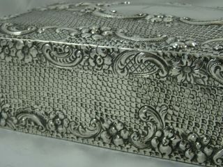 LARGE EDWARDIAN solid silver CIGARETTE BOX,  1901 5
