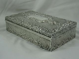 LARGE EDWARDIAN solid silver CIGARETTE BOX,  1901 6