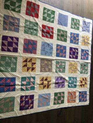 Vintage Hand Sewn Patch Work Quilt Friendship Basket Puzzle Star Floral