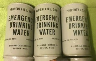 1950 ' s U.  S.  Military Drinking Water Emergency 6 Cans One Opener  2