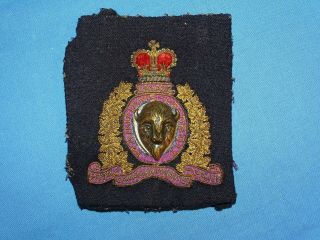 Wwi - Wwii Canadian Cap Hat Badge,  Rcmp Royal Mounted Police Bullion Patch (172)