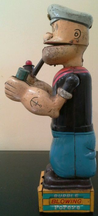 Vintage Linemar Bubble Blowing Popeye Tin Toy (lot6811) 4