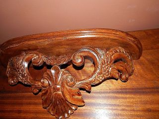 Completely Hand Carved Wood Shelf.  And Precise Details.  Light Walnut.