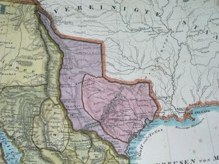 1846 Map Texas Republic United States Houston Dallas California Mexico